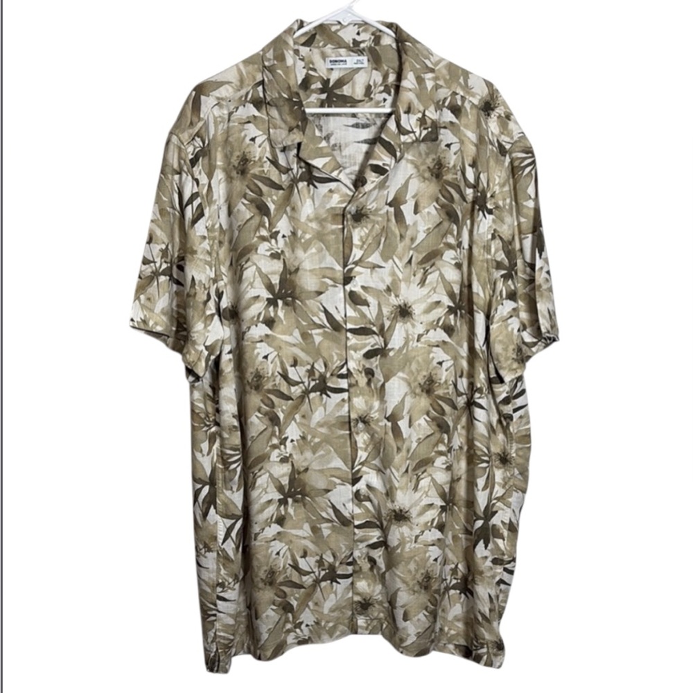 Sonoma  Casual Button Down Shirt,Size 2XLT,Made in India,85% Rayon,15% Linen